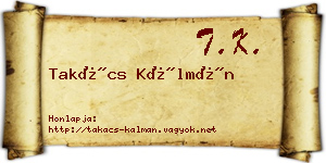 Takács Kálmán névjegykártya